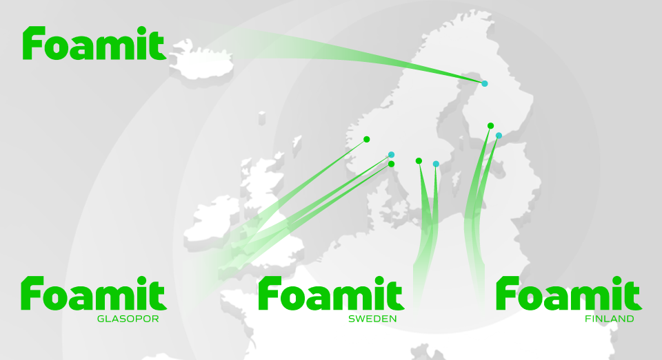 Map of Foamit offices and factories